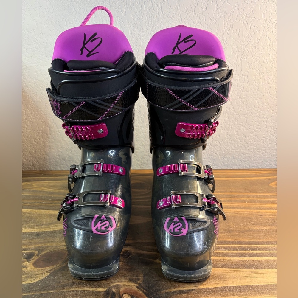 K2 Minaret 100 Series Ski Boots Black Pink Grey Women Sz 24/24.5 (US 7/7.5) Used